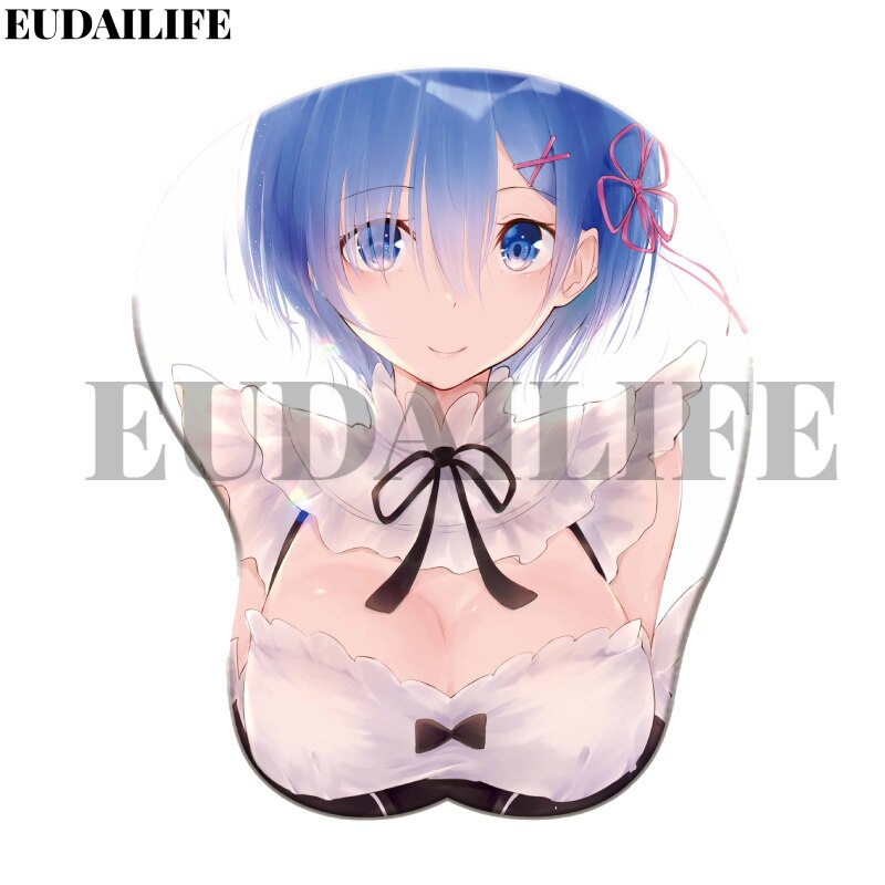 Rem Ram Emilia Re zero Anime 3D Hand Wrist Rest Mouse Pad Mousepad Silicone Breast Oppai Soft Mouse Mat Office Work Otaku Gift