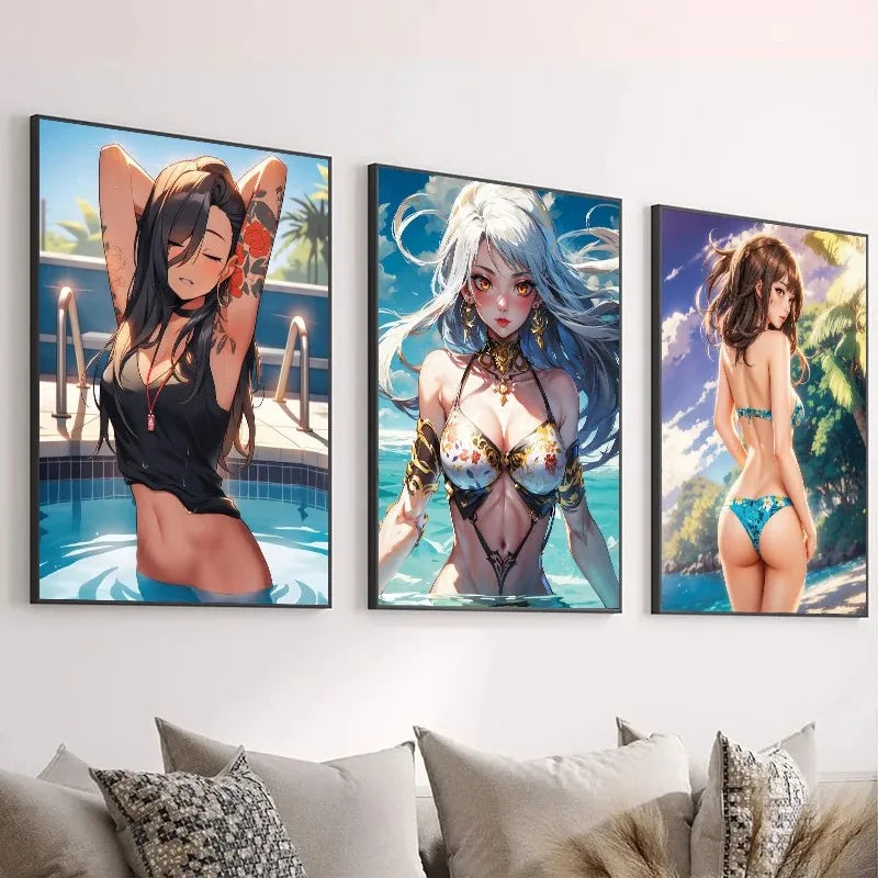 Sexy Cartoon Girl Wall Art Poster Prints Anime Women Modern Canvas Painting Home Decor Picture Living Room Murals Pintura