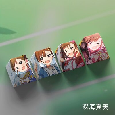 4 Keys/set THE IDOLMASTER Keycaps PBT Dye Sublimation Key Caps For MX Switches Cherry Profile Anime Cartoon Keycap