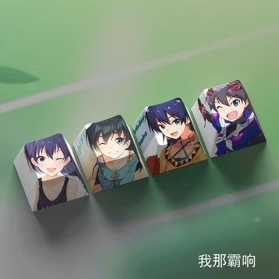 4 Keys/set THE IDOLMASTER Keycaps PBT Dye Sublimation Key Caps For MX Switches Cherry Profile Anime Cartoon Keycap