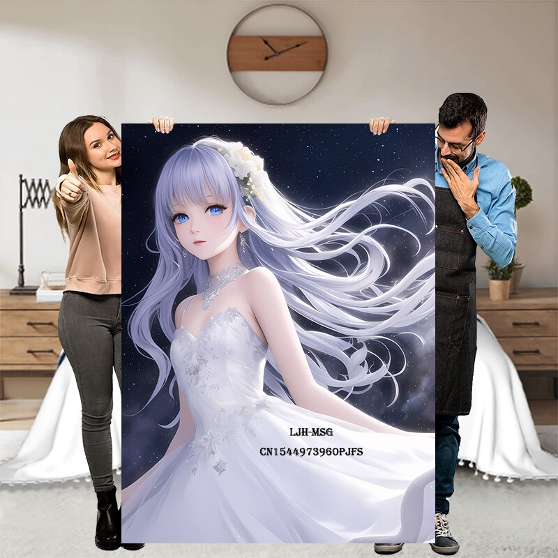 Anime Girl Super Soft Flannel Throw Blanket Lightweight Air Conditioner Blanket Cooling Summer Blanket Cute Cartoon Girl Blanket