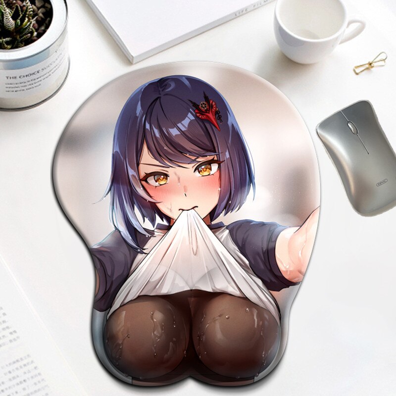 Genshin Impact Kujou Sara Repose-poignet Silicone Gel Tapis Seins Tapis de souris 3D Oppai Tapis de souris Gros Sexy Gamer Anime Mignon