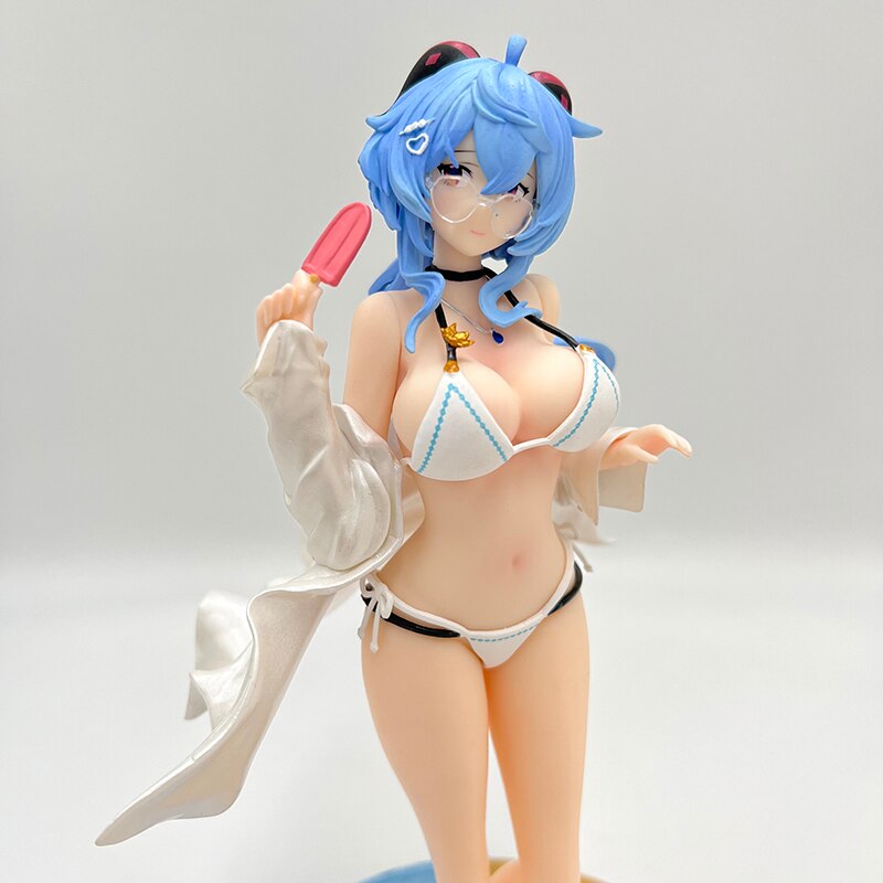 25cm Genshin Impact Ganyu Sexy Anime Figure Ganyu Swimsuit Action Figure Hu Tao/Paimon/Klee Figurine Collectible Model Doll Toys