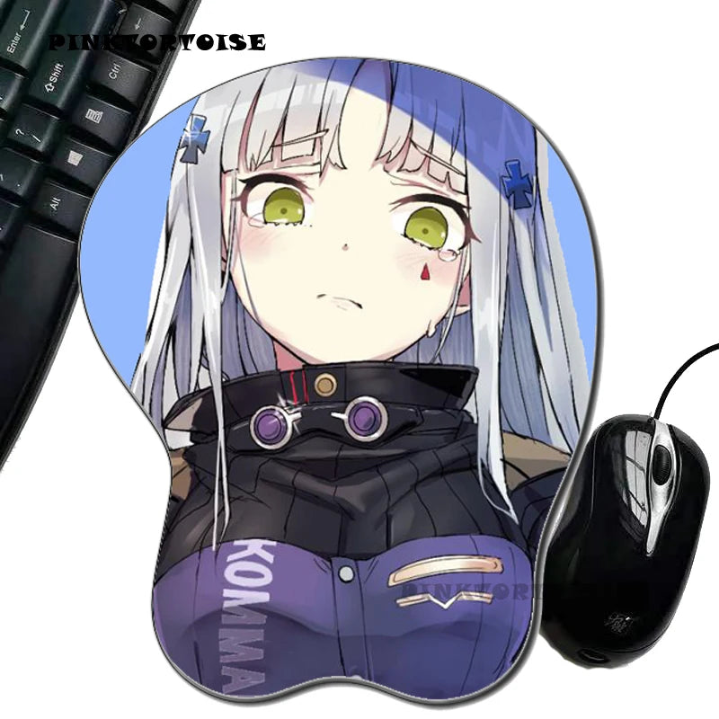 PINKTORTOISE Anime girls frontline 3D Breast Mouse Pad Silicone Wrist Rest Mousepad Chest Mouse Hand PC Office Comic Mouse mat