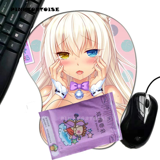 COMPUT MOUSPINKTORTOISE pad mouse gamer Anime carton sexy 3D NEKOPARA Chest Silicone Wrist Rest Mouse Pad notebook PC playmat