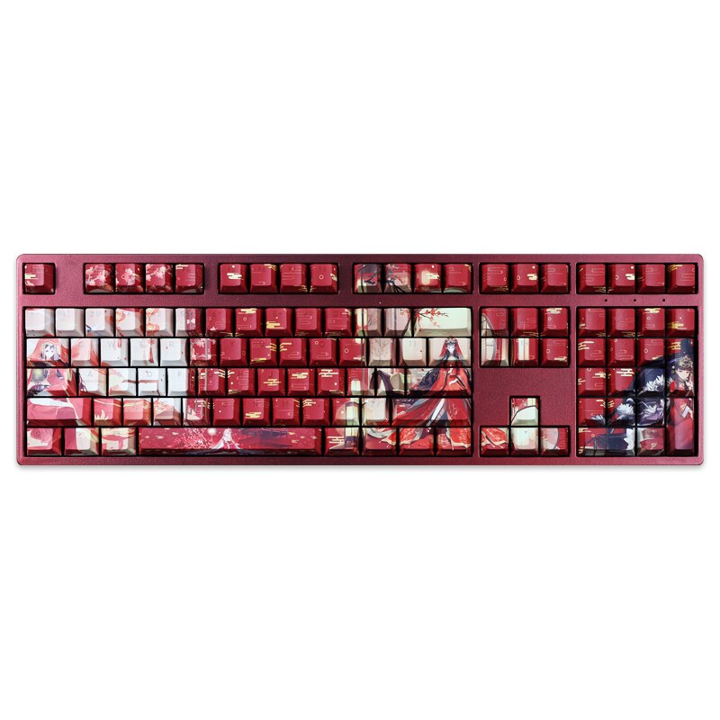 108 Keys PBT Dye Subbed Keycaps Cartoon Anime Gaming Key Caps Chinese Wedding Theme Backlit Keycap For ANSI 61 87 104 108 Layout