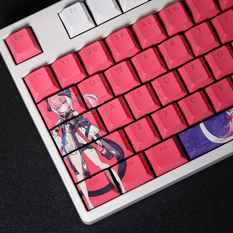 108 Keys Honkai Impact 3 Delta Backlit Keycap PBT 5 Sides Dye Subbed Keycaps Cartoon Anime Gaming Key Caps For ANSI 61 87 104