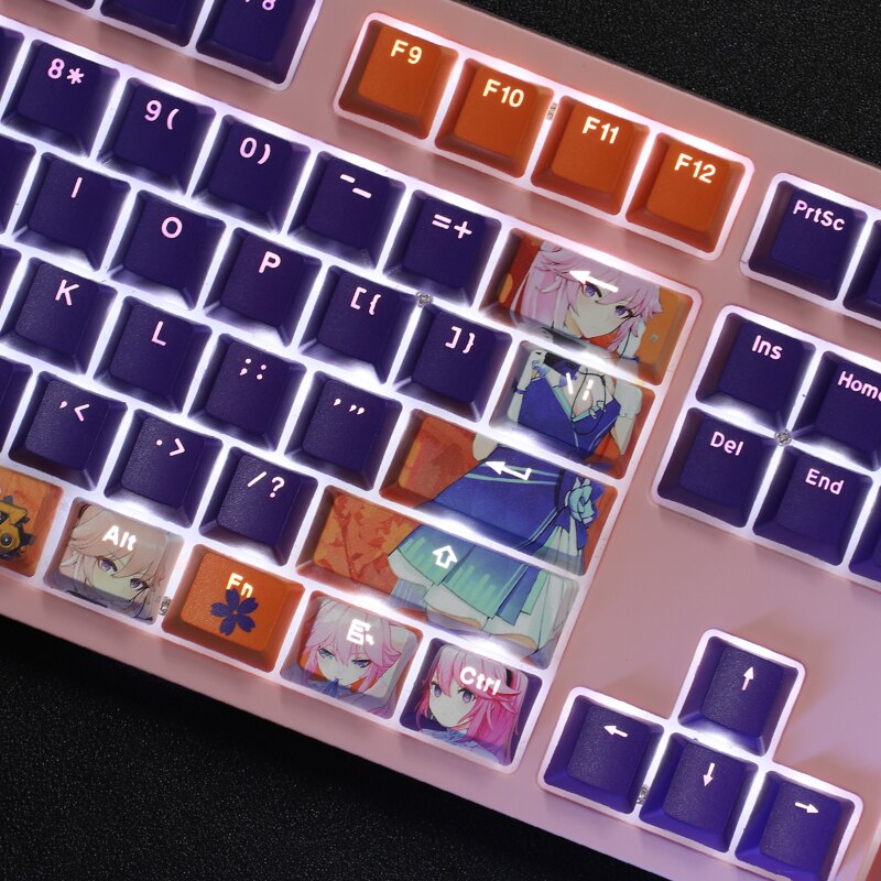 108 Keys PBT 5 Sides Dye Subbed Keycaps Cartoon Anime Gaming Key Caps Yae Sakura Backlit Keycap For Houkai Gakuen 2 MmiHoYo