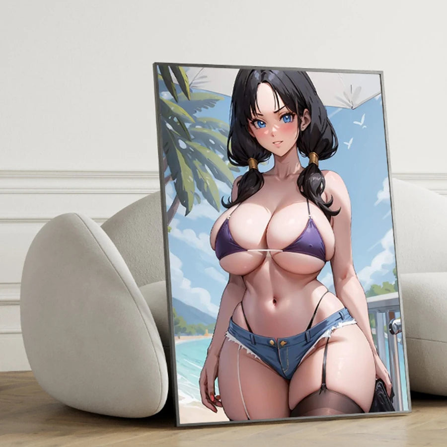 Hot Sexy Beauty Canvas Wall Art, Anime Girl Canvas Poster, Cartoon Anime Prints Poster For Living Room Home Decor Frameless