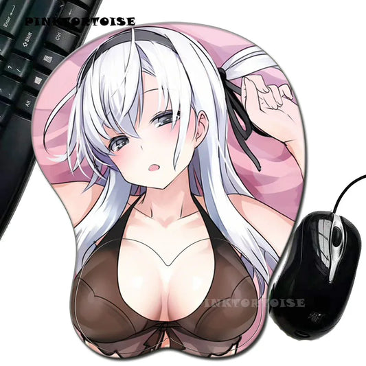 Anime  Anime 3D Kantai Collection suzutsuki Mouse Pad  with Silicone Wrist Rest Mousepad Chest Mouse mat