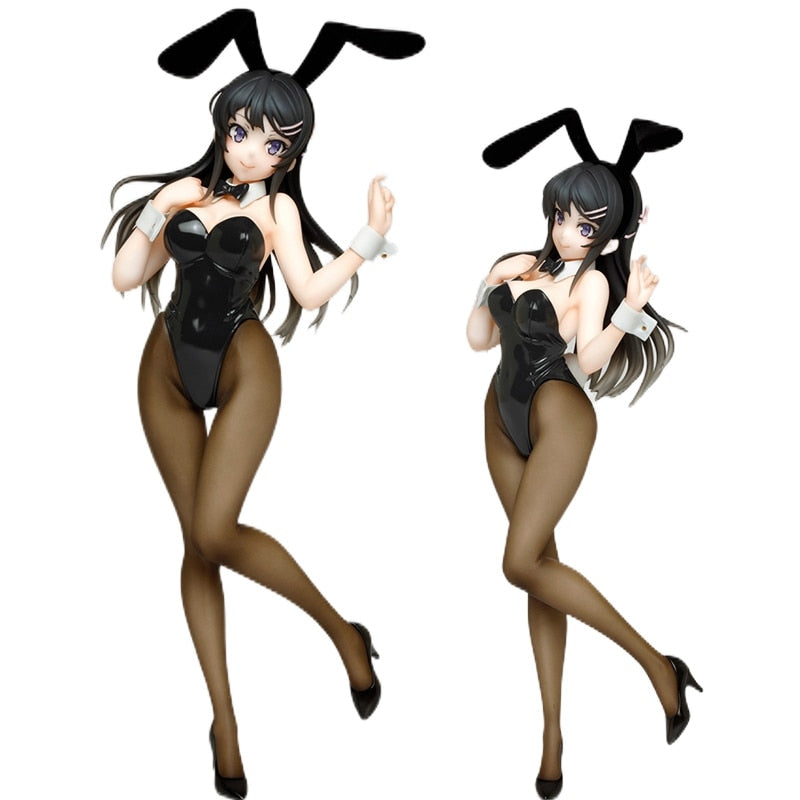 Anime Sakurajima Mai Figure 20CM PVC Sexy Bunny Girl Black Silk Model Toy Standing Doll Gift Collect Ornaments