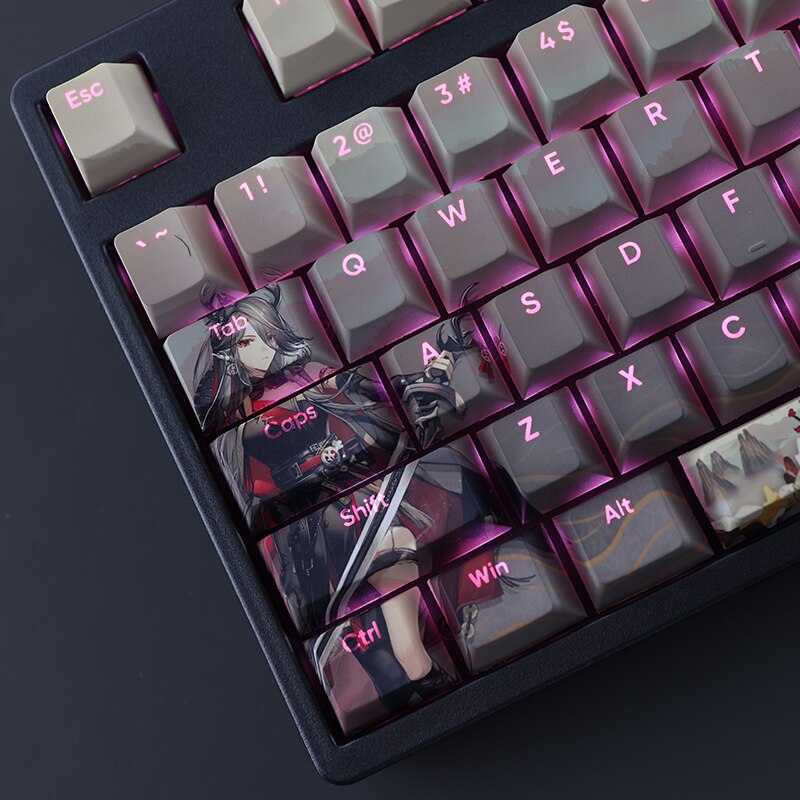 108 Keys/set Arknights Qiubai Keycap PBT Dye Subbed Backlit Keycaps Anime Gaming Key Caps For ANSI 61 87 104 108 Layout Keyboard