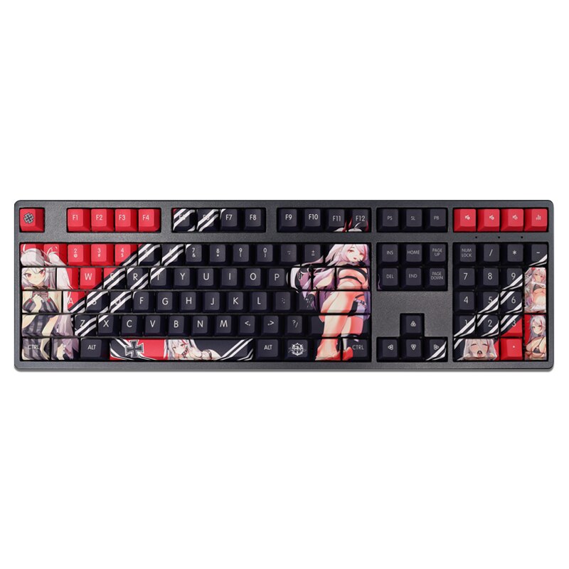 108 Keys/set Azur Lane Prinz Eugen Keycap PBT Dye Subbed Keycaps Anime Gaming Key Caps For ANSI 61 87 104 108 Keyboards