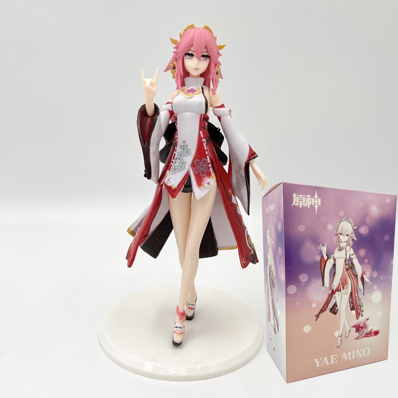 24cm Genshin Impact Yae Miko Anime Girl Figure Yae Miko Sexy Action Figure Qiqi/Xiao/Hu Tao Figurine Collectible Model Doll Toys