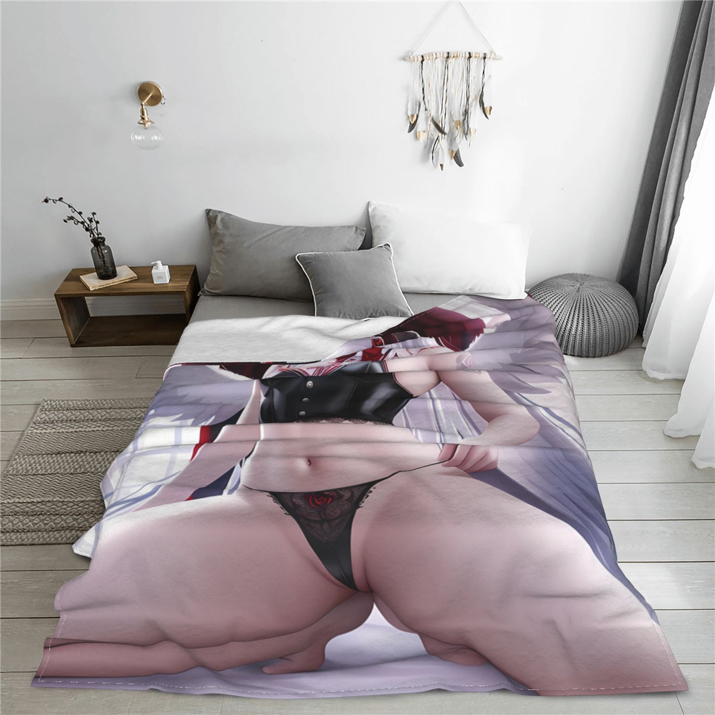 Japanese Anime Girl Blanket Flannel Angel Soft Plush Sofa Bed Throwing Personalized Decorative Otaku Waifu Gift for Bed Decor