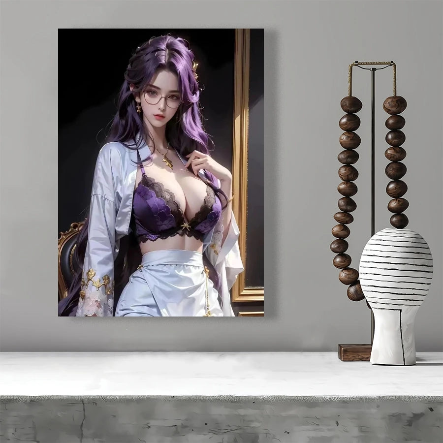 1pc Robot Warrior Women Canvas Wall Art, Anime Character Canvas Poster, Beauty Print Poster For Living Room Home Decor Frameless