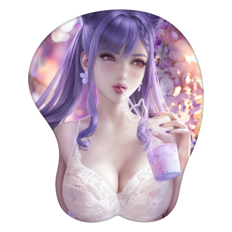 3D Mouse Pad Keqing Genshin Impact Anime Wrist Rest Silicone Sexy Creative Gaming Mousepad Mat