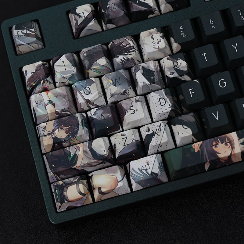 1 Set PBT Dye Subbed Keycaps 2 Dimensional Cartoon Anime Gaming Key Caps Cherry Profile Keycap For Arknights La Pluma