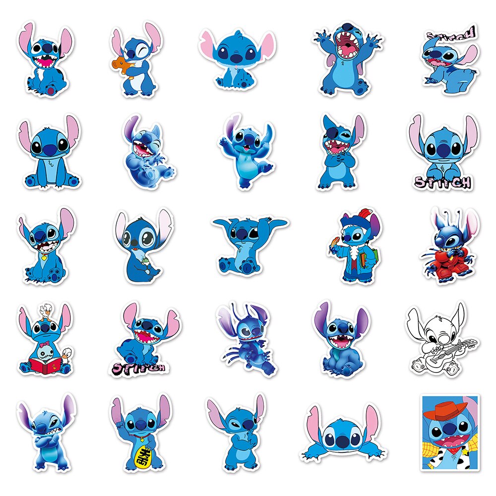 10/30/50pcs Cute Disney Stitch Stickers Cartoon Waterproof Decals