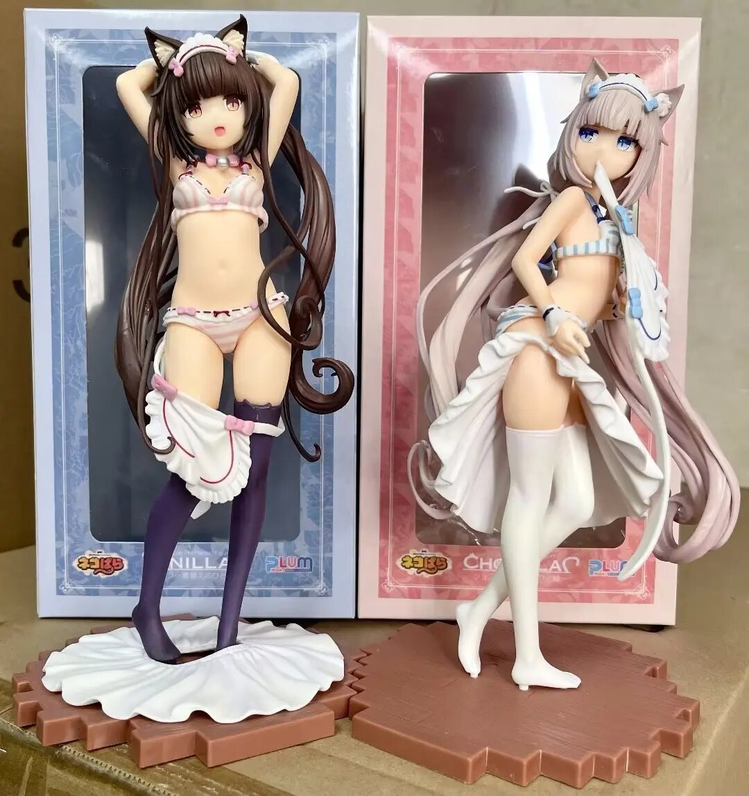 24cm Nekopara Vanilla Chocola Sexy Anime Girl Figure PLUM Nekopara Dress up time Action Figure Adult Collectible Model Doll Toys