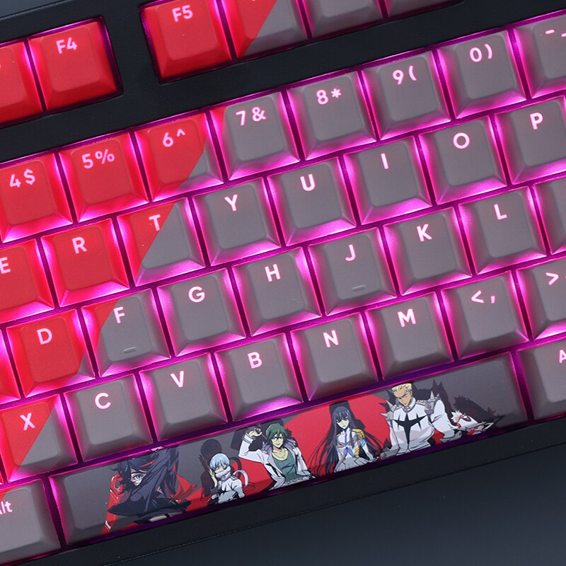 108 Keys/set KILL la KILL Keycap PBT Dye Subbed Backlit Keycaps Cartoon Anime Gaming Key Caps For ANSI 61 87 104 108 Layouts