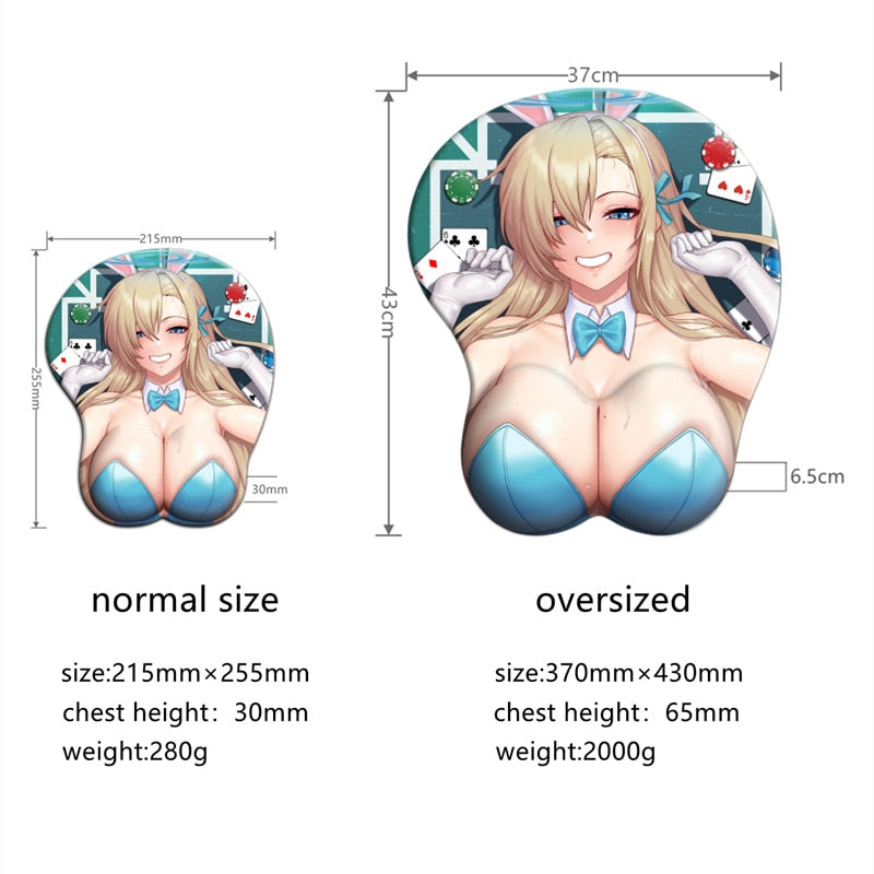 Oversized Blue Archive Ichinose Asuna 3D Silicone Big Breasts Mouse Pad Sexy Oppai Super Large Size Anime Gamer Boob Desk Mat