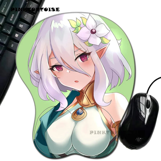 PINKTORTOISE Anime Non-slip Kokkoro Princess mousepad MAT Soft Mouse Pads with Wrist Rest Gaming Mousepad Mat for LOLCSGO