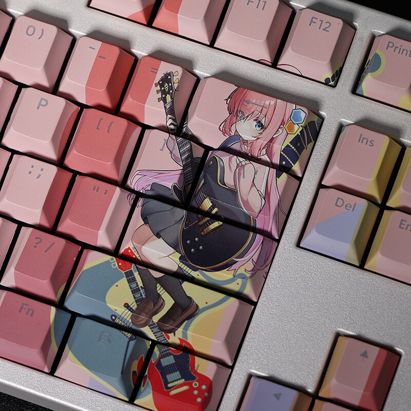 108 Keys BOCCHI THE ROCK Hitori Gotoh Backlit Keycap PBT 5 Sides Dye Subbed Keycaps Cartoon Anime Gaming Key Caps