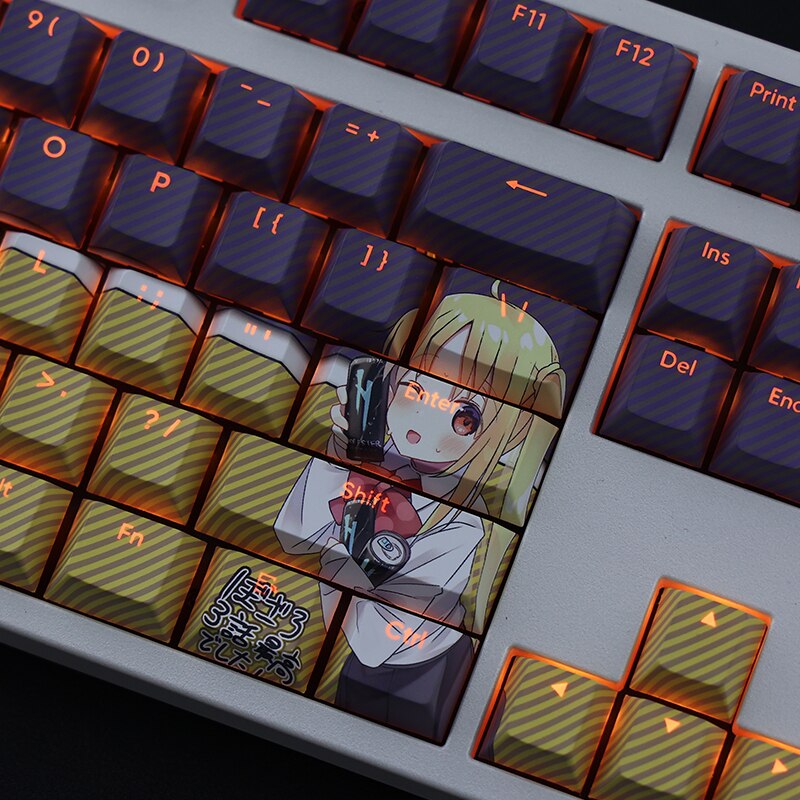 108 Keys PBT Dye Subbed Keycaps Cartoon Anime Gaming Key Caps BOCCHI THE ROCK Ijichi Nijika Backlit Keycap For ANSI Layout