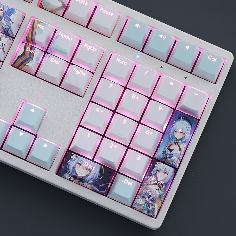 108 Keys/set Honkai Impact 3 Griseo Keycap PBT Dye Subbed Backlit Keycaps Cartoon Anime Gaming Key Caps For ANSI 61 87 104 108