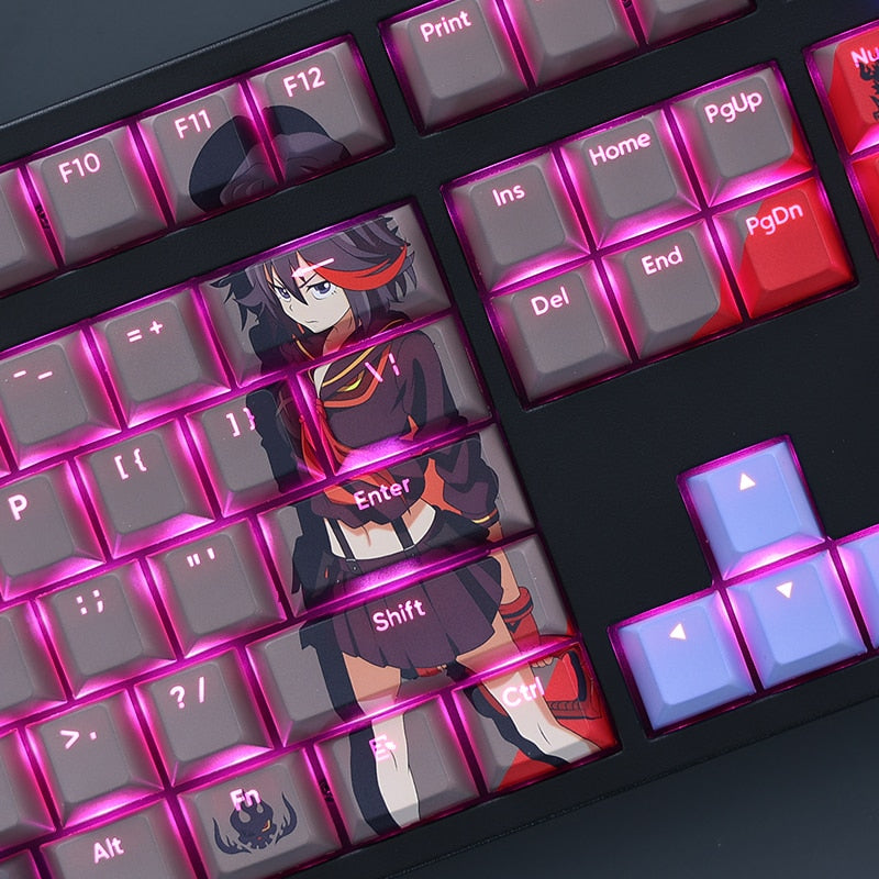 108 Keys/set KILL la KILL Keycap PBT Dye Subbed Backlit Keycaps Cartoon Anime Gaming Key Caps For ANSI 61 87 104 108 Layouts