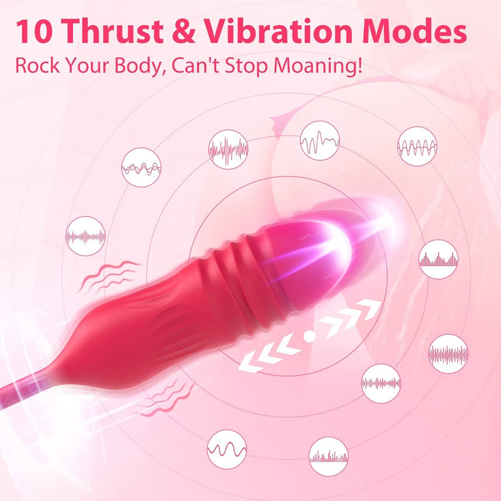 Rose Toy Dildo Thrusting Vibrator for Women Egg Clitoris Sucker Stimulator Tongue Licking Adults Goods Sucking Sex Toys Female