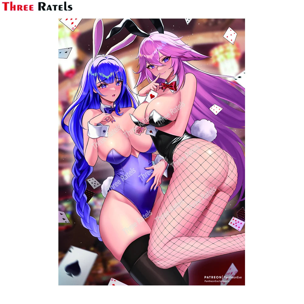 Three Ratels H280 Sexy Anime Girl  Raiden Shogun And Yae Miko Genshin Impact Occlusion Scratch DIY Vinyl Material Decor Stickers