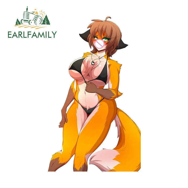 EARLFAMILY 13cm for Sexy Hentai NSFW Furry Waifu Car Sticker Car Accessories Vinyl Wolf Decal Waterproof Motorcycle Decoration