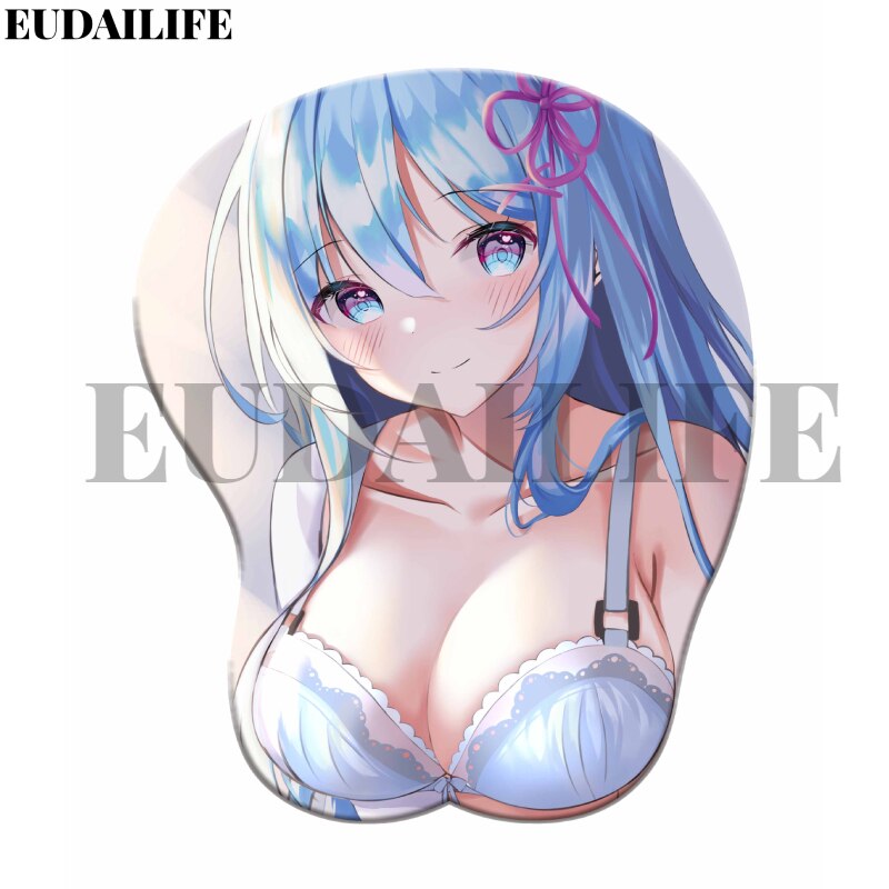 Rem Ram Emilia Re zero Anime 3D Hand Wrist Rest Mouse Pad Mousepad Silicone Breast Oppai Soft Mouse Mat Office Work Otaku Gift