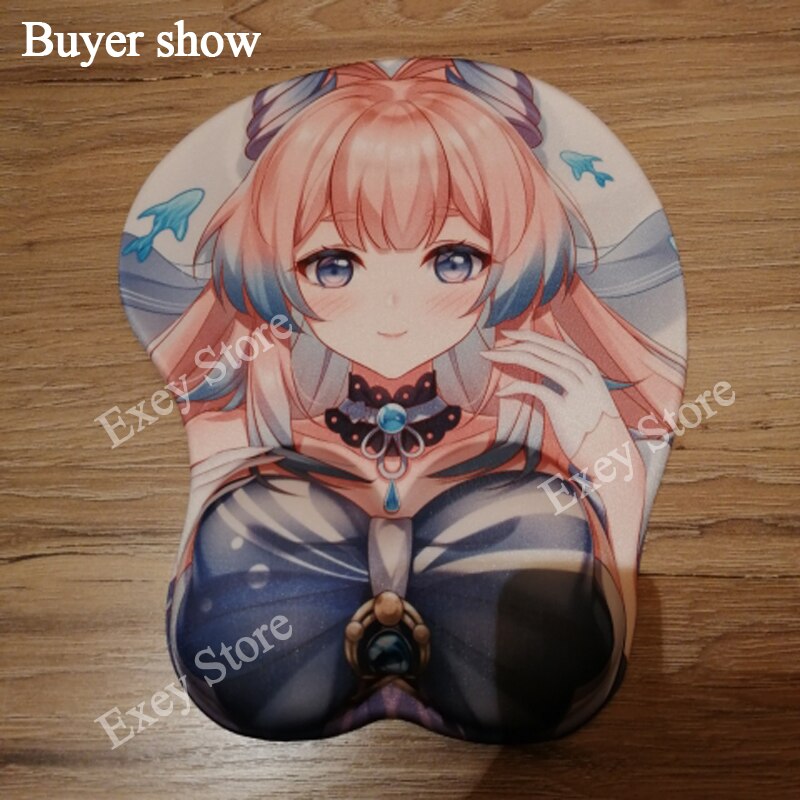 Tapis de souris Genshin Impact Hutao Ganyu Keqing Eula Yae Miko Gamer Anime Sexy Girl Tapis de souris 3D Oppai Silicone Gel Poignet Souple Mous