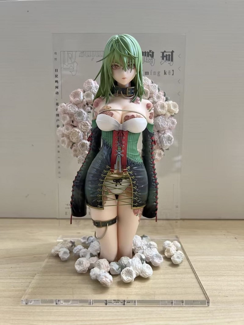 18cm Anime Figure Beautiful Girl Series Original Painting Rose Mingke Proportional Kneeling Figure Model Doll Pendant Box