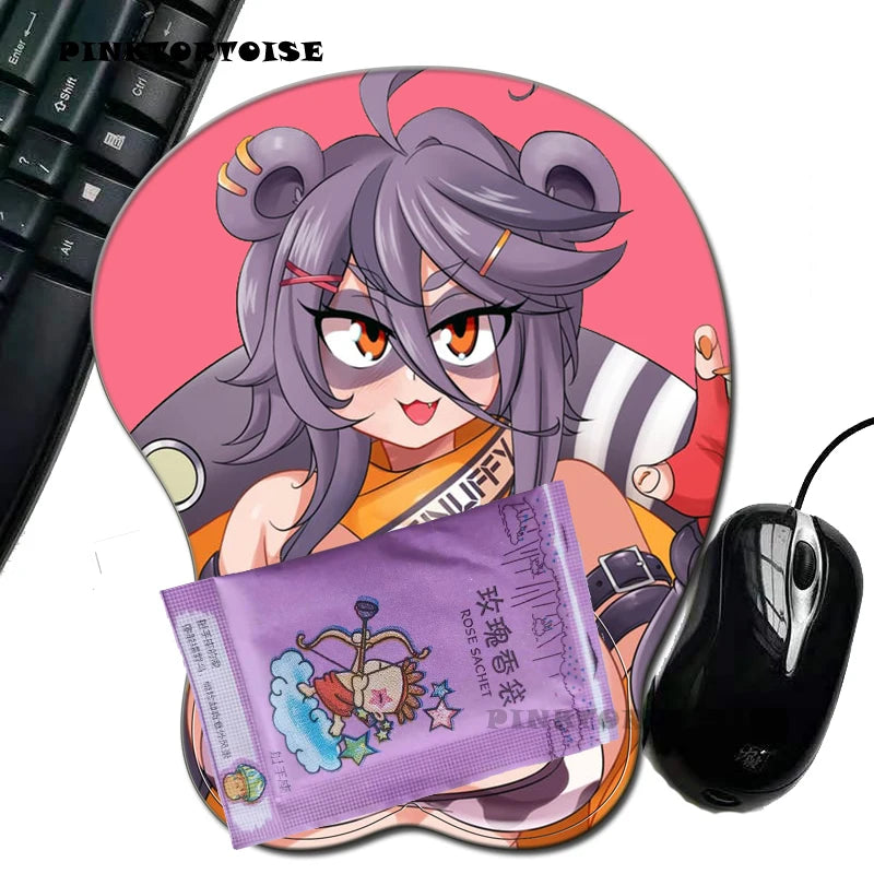 PINKTORTOISE Anime Non-slip 3D Snuffy Vtuber 3D mousepad MAT Soft Mouse Pads with Wrist Rest Gaming Mousepad Mat for LOLCSGO