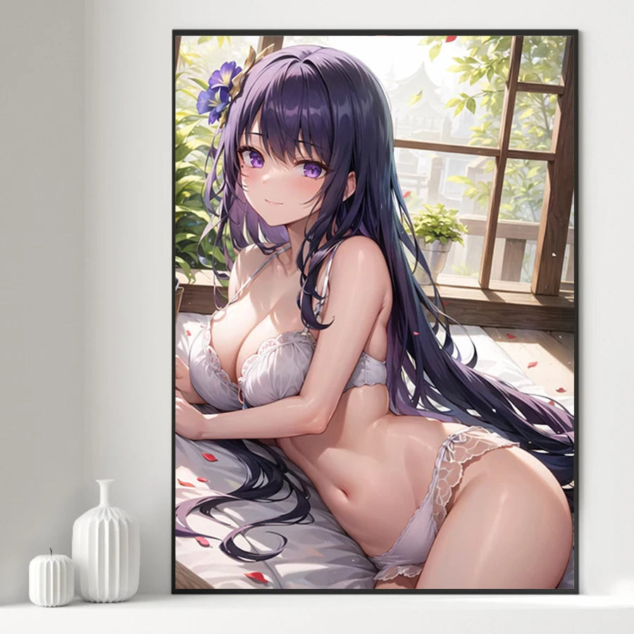 Hot Sexy Beauty Canvas Wall Art, Bikini Girl Canvas Poster, Cartoon Anime Prints Poster For Living Room Home Decor Frameless