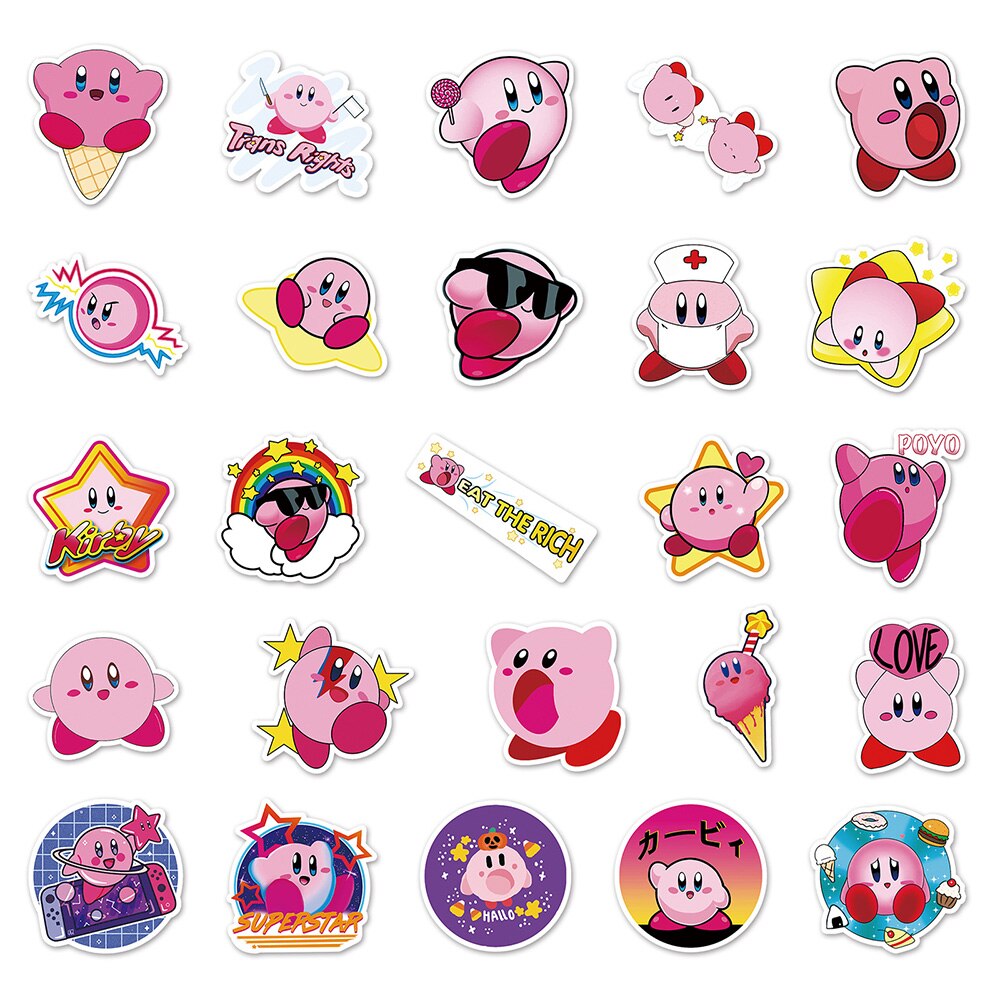 10/30/50pcs Kawaii Kirby: Right Back At Ya! Stickers for Kids Waterproof Cute Cartoon Decals Decorative Luggage Suitcase Laptop