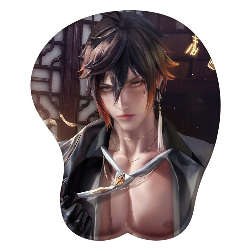 Anime 3D Mouse Pad Zhongli Genshin Impact Wrist Rest Silicone Sexy Creative Gaming Mousepad Mat