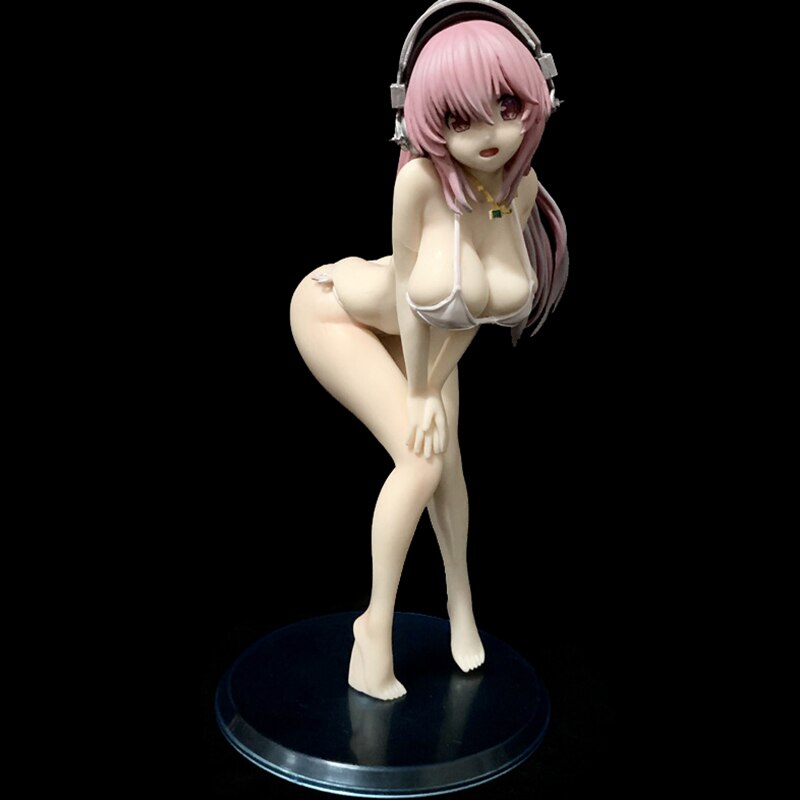 21cm Anime Super Sonico Action Figure Asuna Sonico White Bikini Sexy Girl Figurine PVC Collectible Model Doll Toy Kid Gift