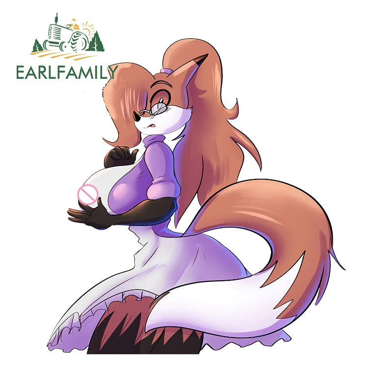 EARLFAMILY 13cm for Sexy Hentai NSFW Furry Waifu Car Sticker Car Accessories Vinyl Wolf Decal Waterproof Motorcycle Decoration