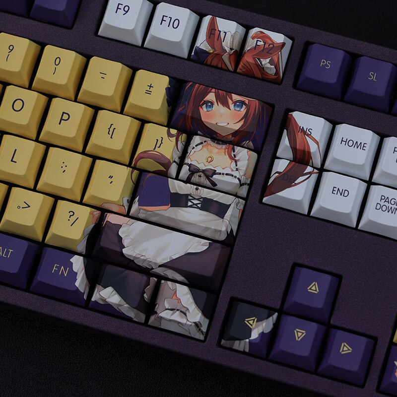 108 Keys/set 5 Sides PBT Dye Subbed Keycaps Cartoon Anime Gaming Key Caps Cherry Profile Keycap For Pretty Derby Tokai Teio