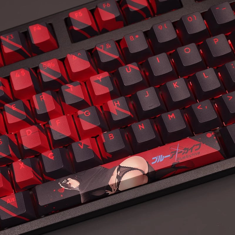 1 Set Blue Archive Felicia Mitsuki Backlit Keycaps Cartoon Anime Game PBT Key Caps For 61 87 104 108 Layout Cherry Profile