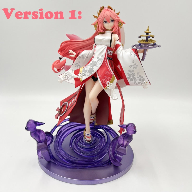 24cm Genshin Impact Yae Miko Anime Girl Figure Yae Miko Sexy Action Figure Qiqi/Xiao/Hu Tao Figurine Collectible Model Doll Toys