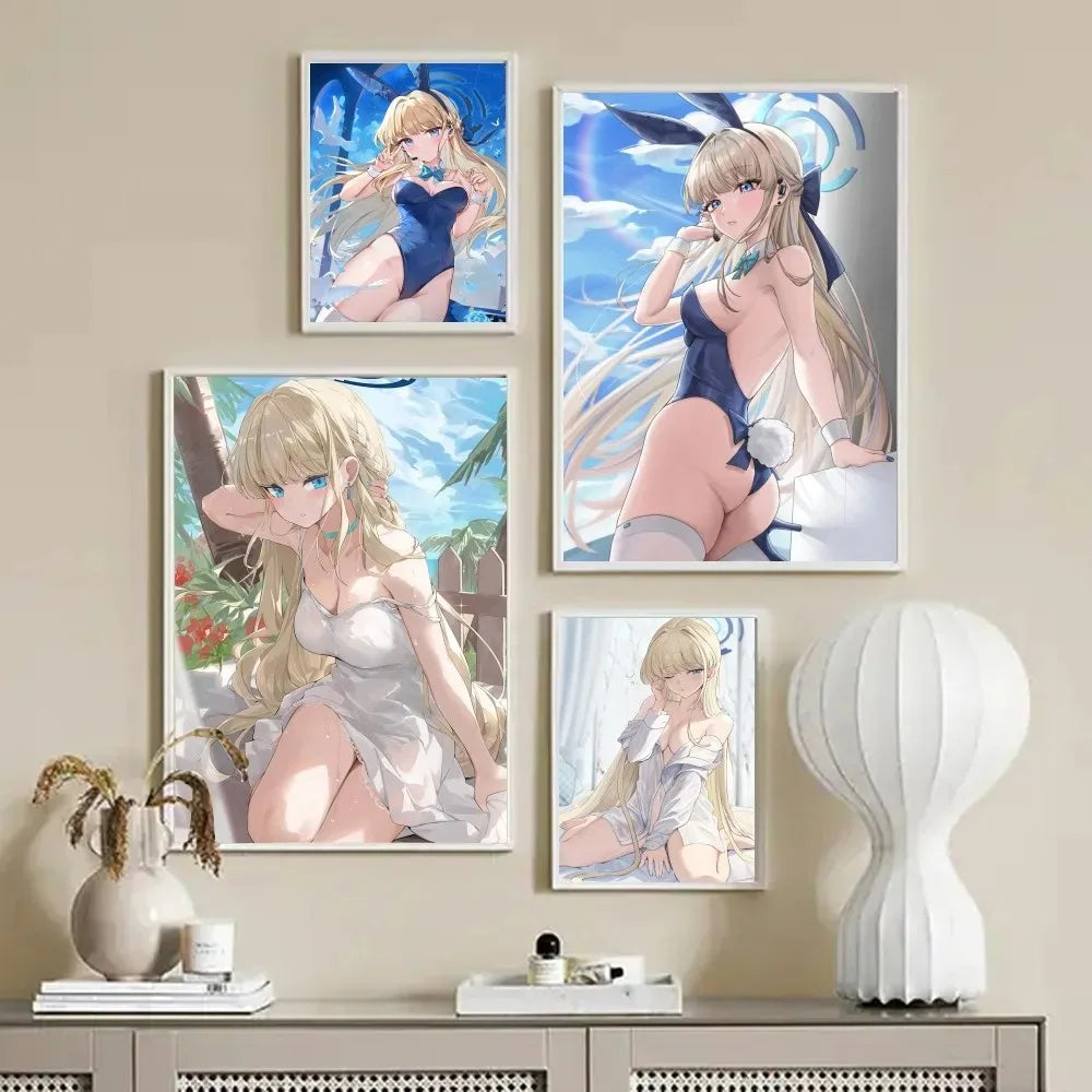 Blue Archive Anime Game swimsuit Sexy Girl Poster Stickers Living Room Bedroom Entrance Cafe Wall Art Decoration