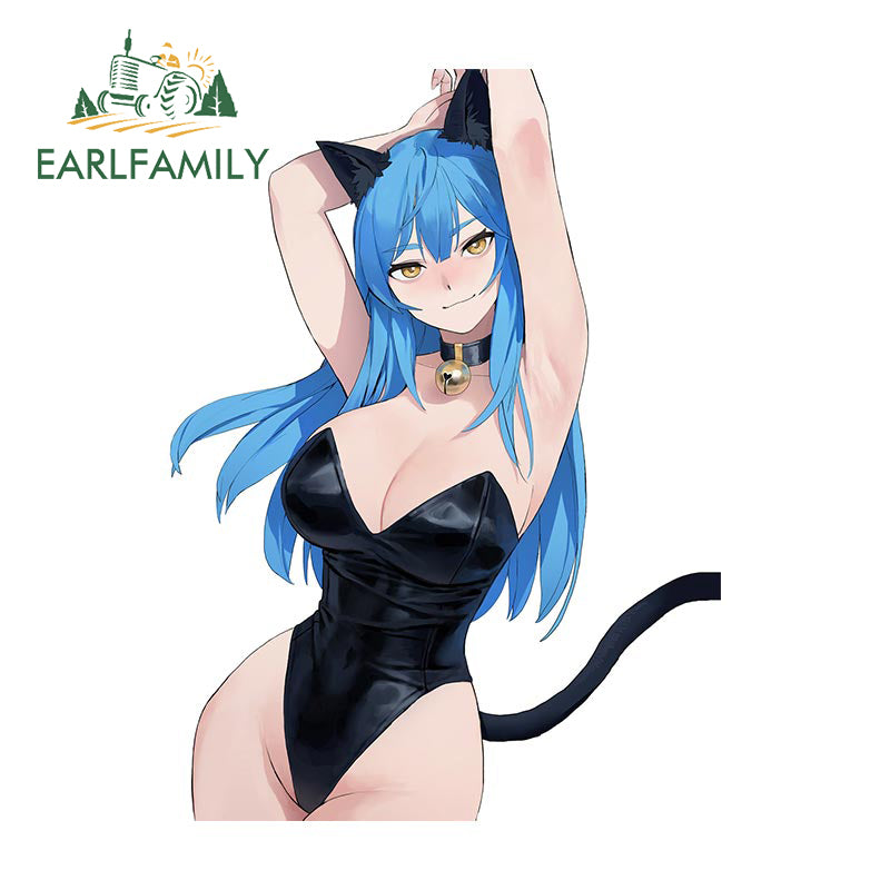 EARLFAMILY 13cm x 9.5cm for Cat Girl Car Sticker Original Fashionable Waterproof Decal Creative Original Motorcycle Car Styling