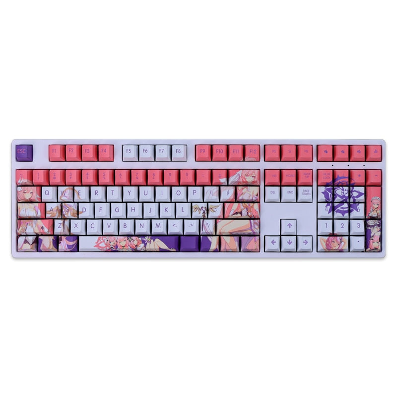 1 Set PBT Dye Subbed Keycaps Two Dimensional Cartoon Anime Gaming Key Caps Cherry Profile Keycap For Honkai Impact 3 Elysia