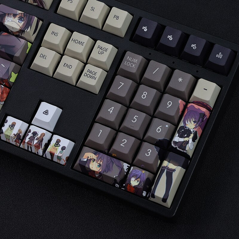 108 Keys/set 5 Sides PBT Dye Subbed Keycaps Cartoon Anime Gaming Key Caps Takanashi Rikka Keycap For Chunibyo Other Delusions